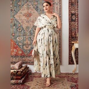 SHEIN Pink and Brown Maxi Dress